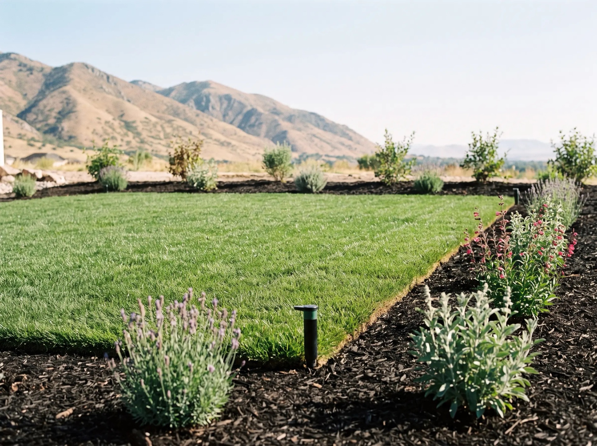 Freshly installed sod lawn
